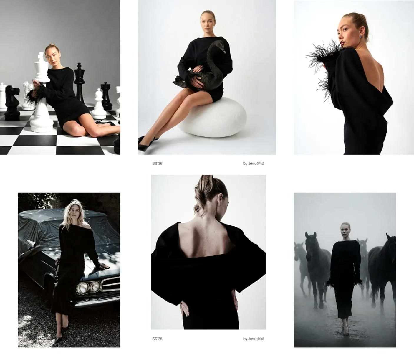 Social media grid with black looks