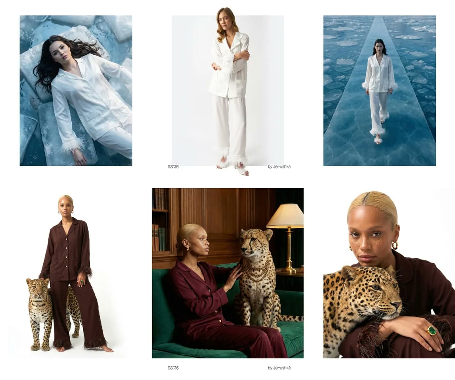 Social media grid with white and burgundy looks