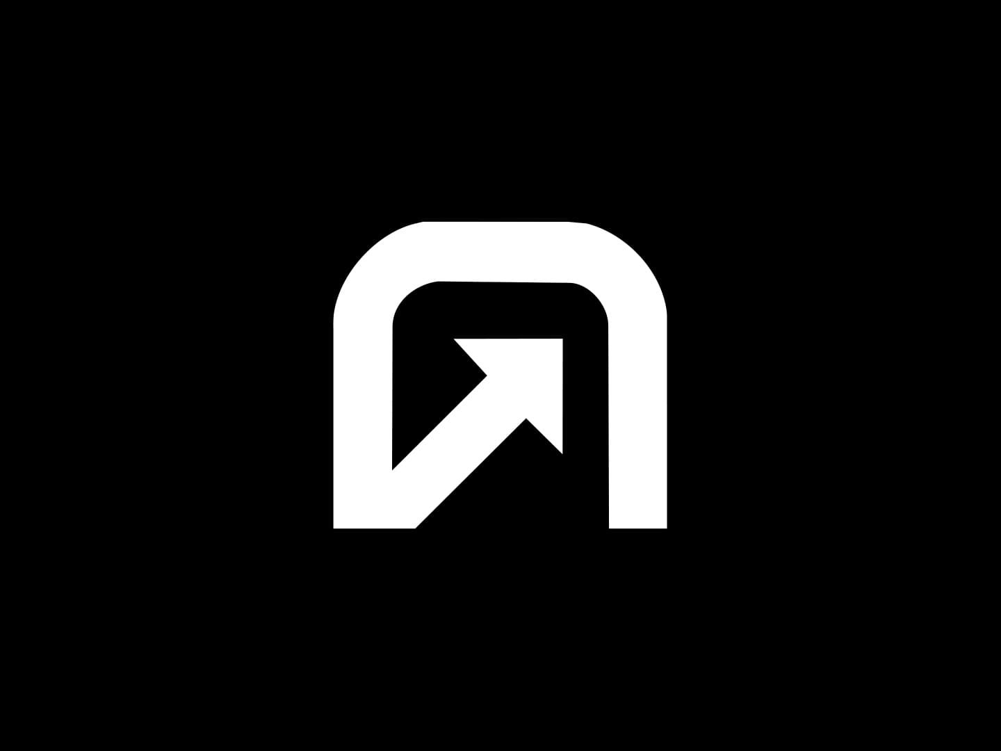 Roas Agents arrow mark, white on black