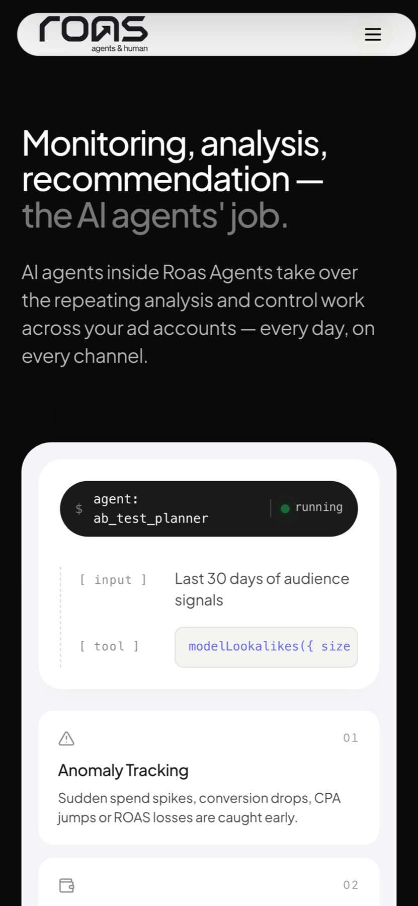 Mobile AI agents section