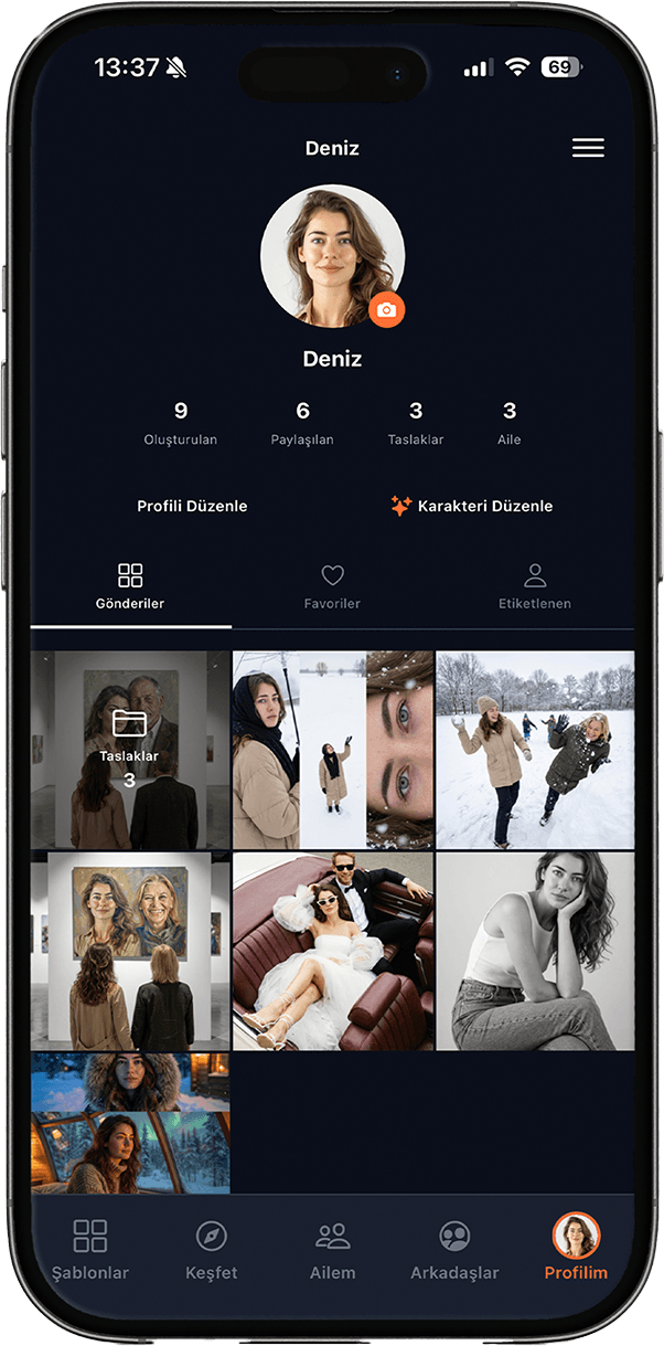Profile with saved memories
