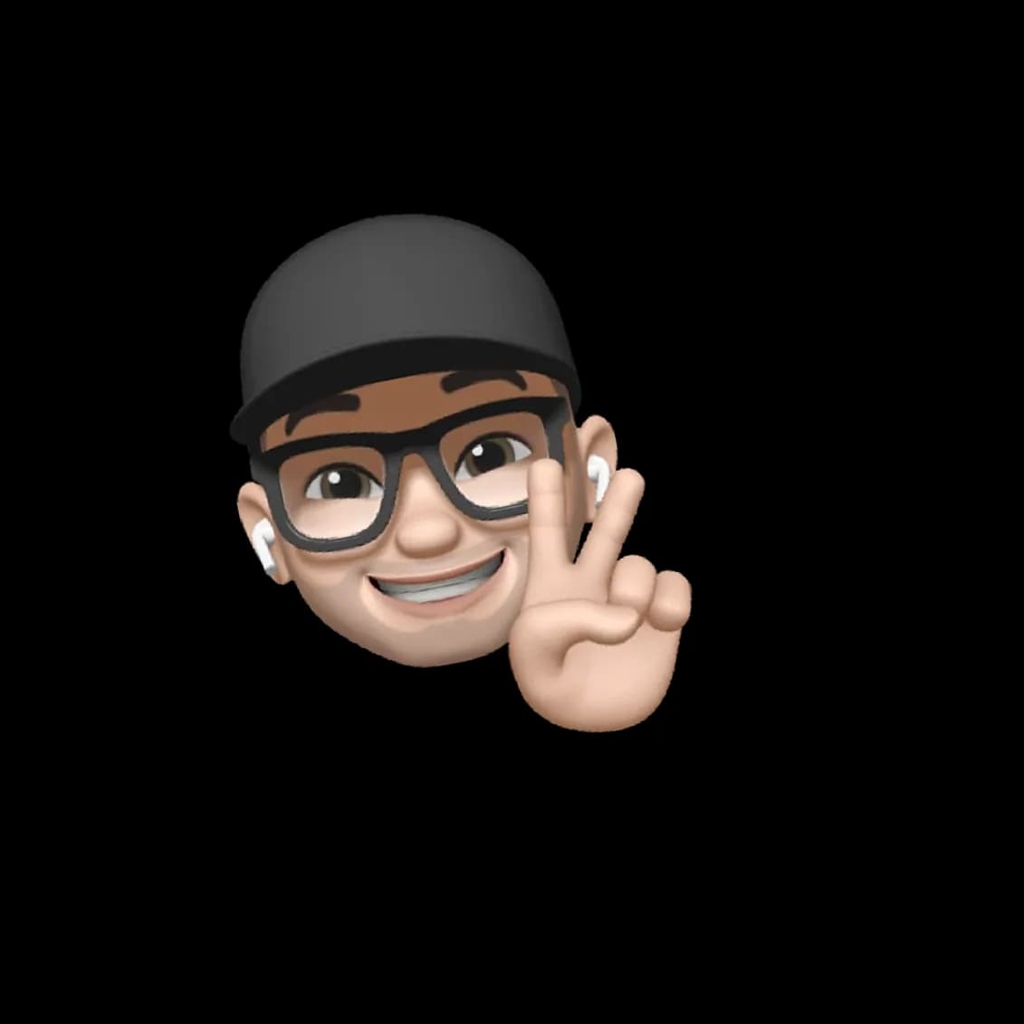 Avatar with a cap and glasses making a peace sign