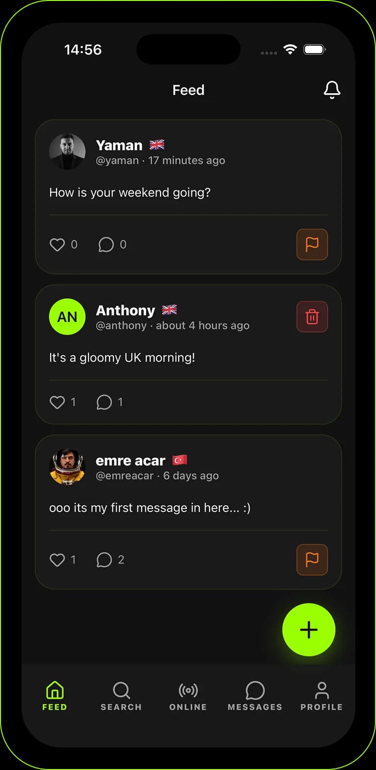 Feed with short posts from the community