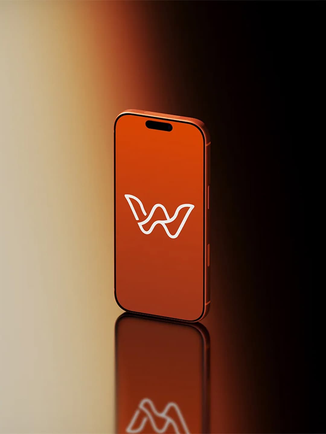 WithThem logo on an orange phone screen